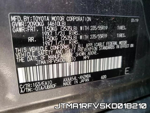 JTMA1RFV5KD018210 фото 2