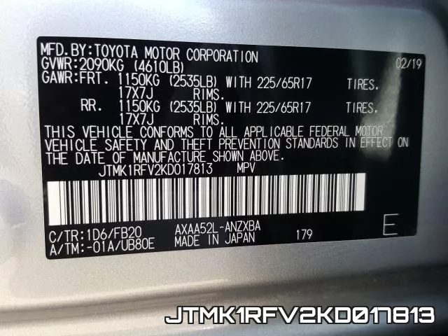 JTMK1RFV2KD017813 фото 2