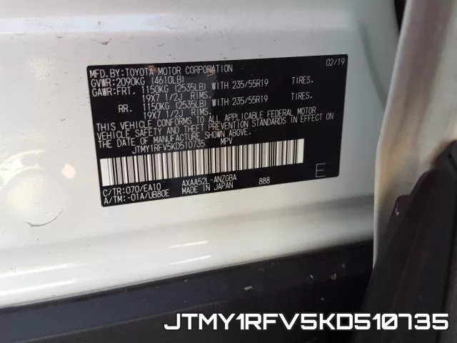 JTMY1RFV5KD510735 фото 2