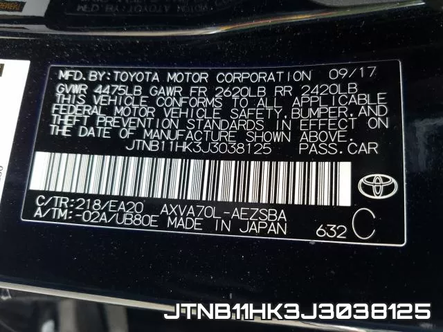 JTNB11HK3J3038125 фото 2