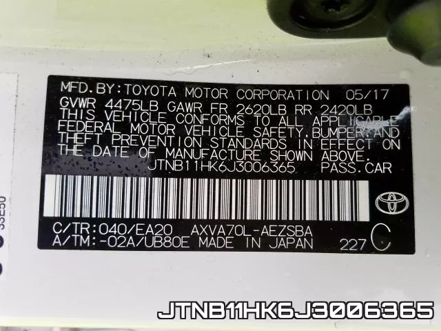 JTNB11HK6J3006365 фото 2