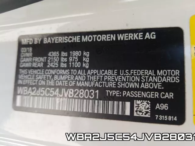 WBA2J5C54JVB28031 фото 2
