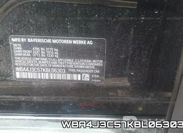 WBA4J3C57KBL06303 фото 10