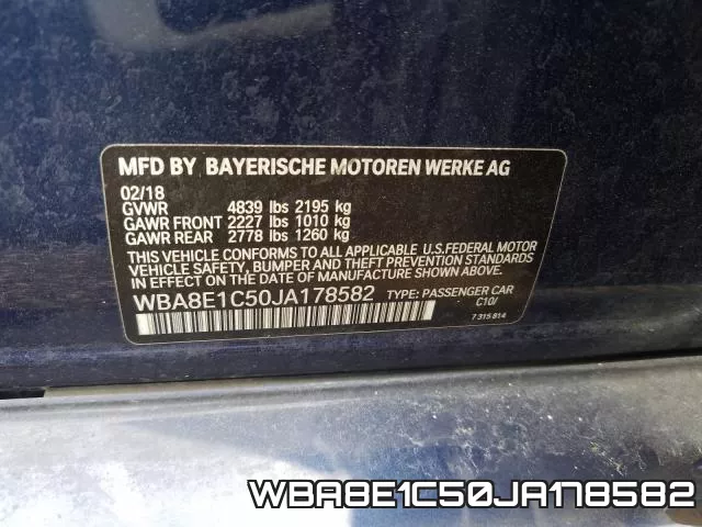 WBA8E1C50JA178582 фото 2