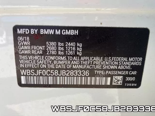 WBSJF0C58JB283336 фото 2