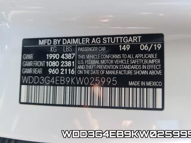 WDD3G4EB9KW025995 фото 2