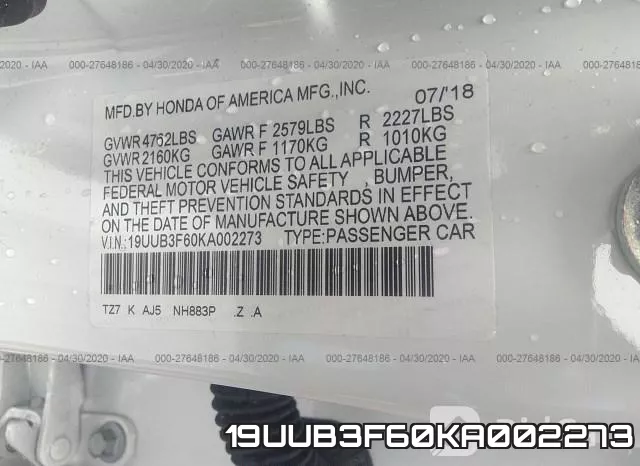 19UUB3F60KA002273 фото 10
