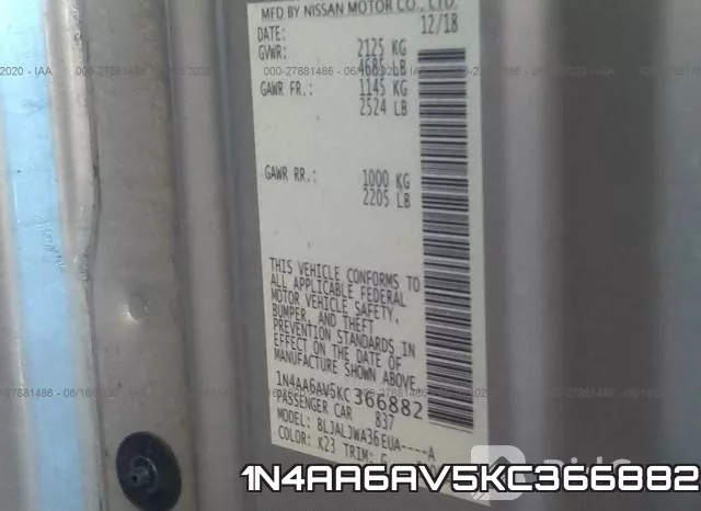 1N4AA6AV5KC366882 фото 10