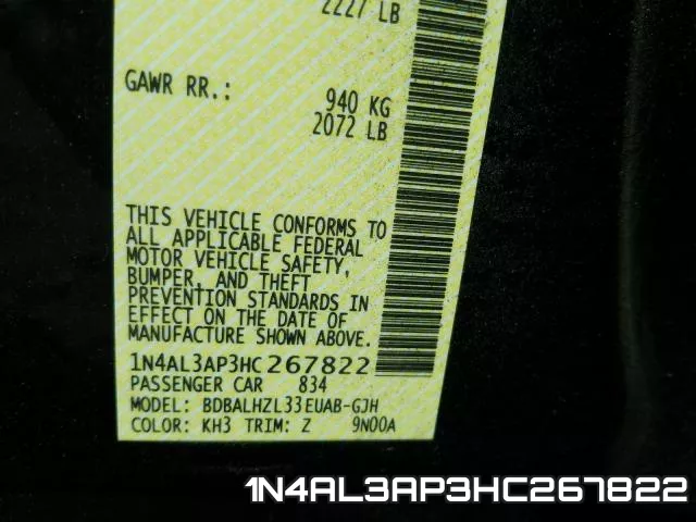 1N4AL3AP3HC267822 фото 2
