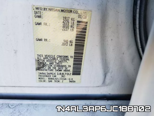 1N4AL3AP6JC188702 фото 2