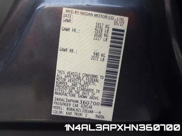 1N4AL3APXHN360700 фото 2
