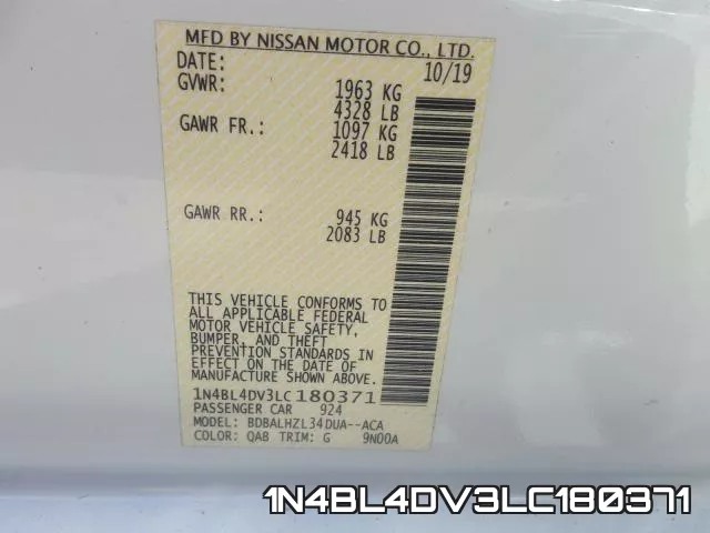 1N4BL4DV3LC180371 фото 2
