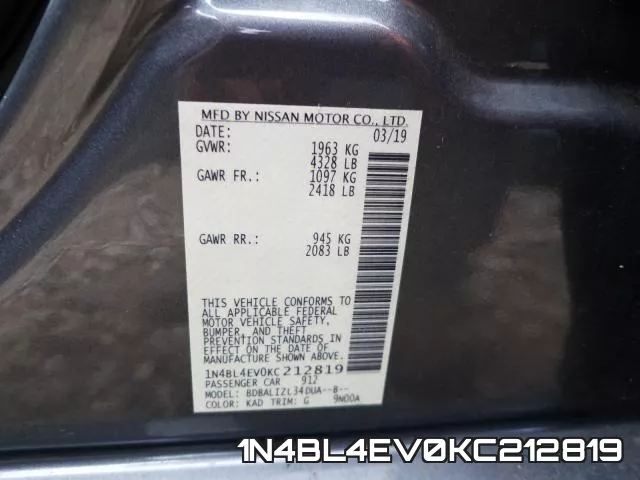 1N4BL4EV0KC212819 фото 2