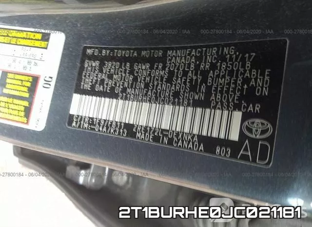 2T1BURHE0JC021181 фото 10