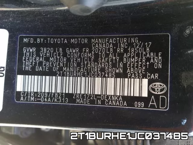 2T1BURHE1JC037485 фото 2