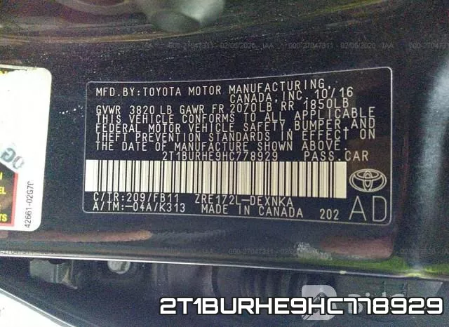 2T1BURHE9HC778929 фото 10