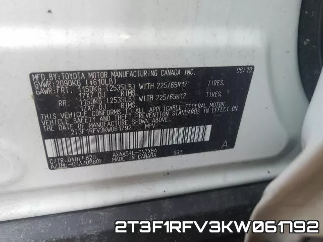 2T3F1RFV3KW061792 фото 2