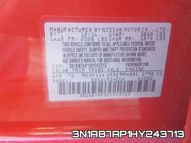 3N1AB7AP1HY243713 фото 2