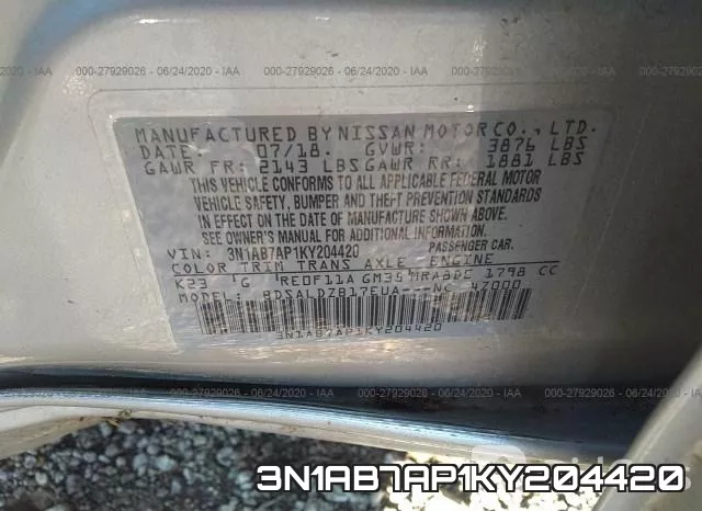 3N1AB7AP1KY204420 фото 10