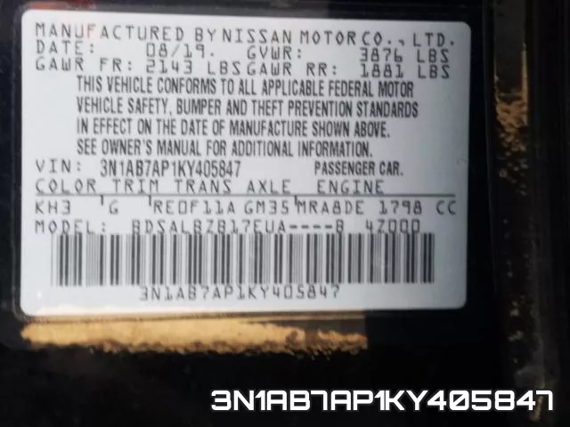 3N1AB7AP1KY405847 фото 2