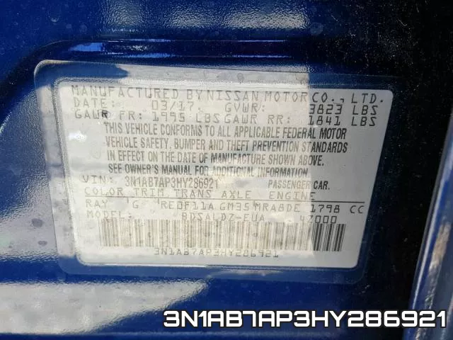 3N1AB7AP3HY286921 фото 2