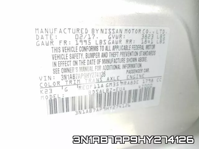 3N1AB7AP9HY274126 фото 2