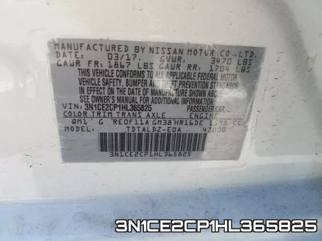 3N1CE2CP1HL365825 фото 2