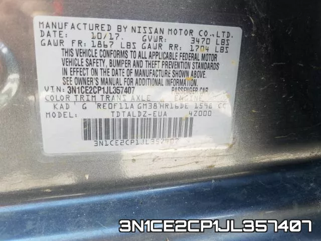 3N1CE2CP1JL357407 фото 2