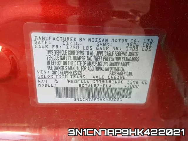 3N1CN7AP9HK422021 фото 2
