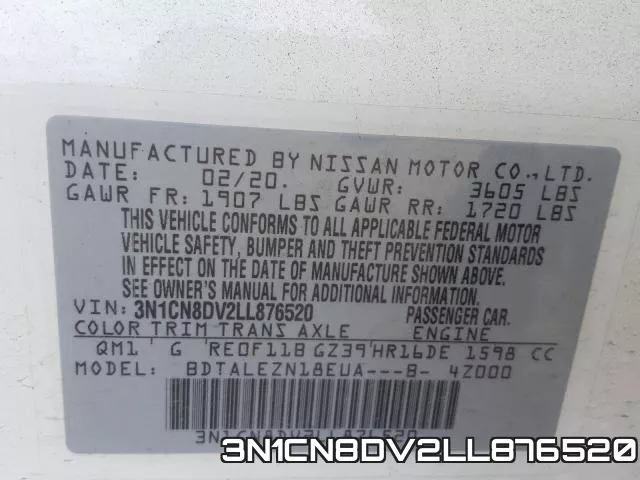 3N1CN8DV2LL876520 фото 2
