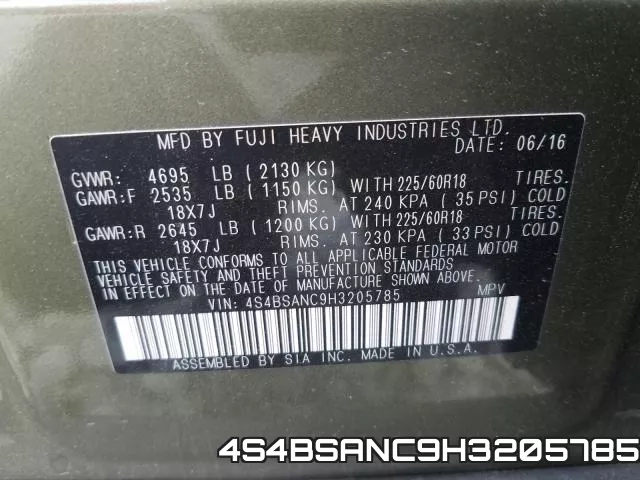 4S4BSANC9H3205785 фото 2