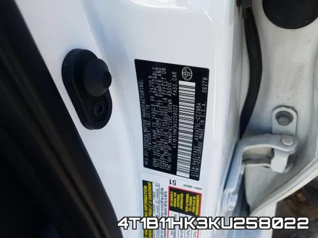 4T1B11HK3KU258022 фото 2