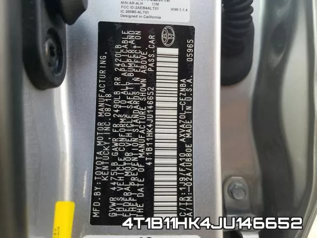 4T1B11HK4JU146652 фото 2