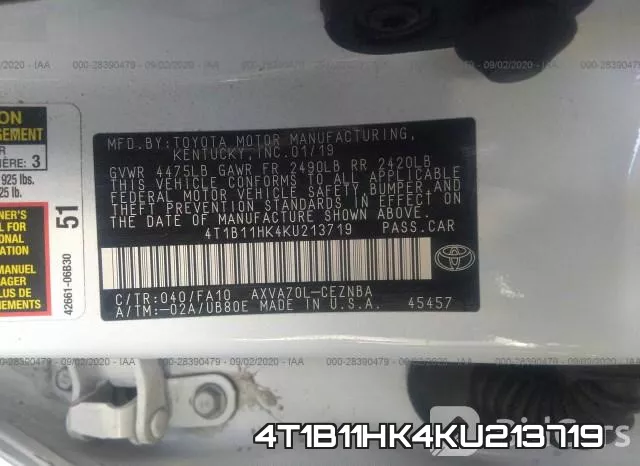 4T1B11HK4KU213719 фото 10