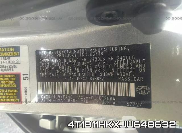 4T1B11HKXJU648632 фото 10