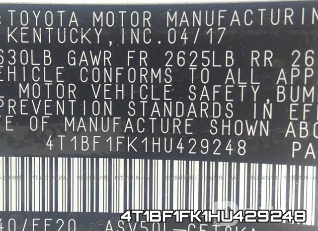 4T1BF1FK1HU429248 фото 10
