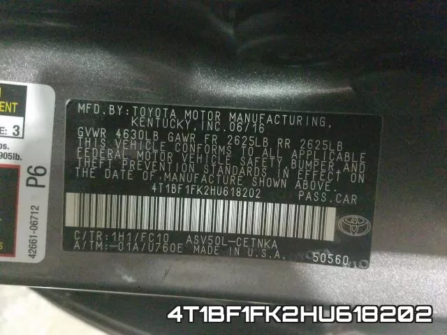 4T1BF1FK2HU618202 фото 2