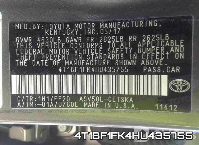4T1BF1FK4HU435755 фото 10