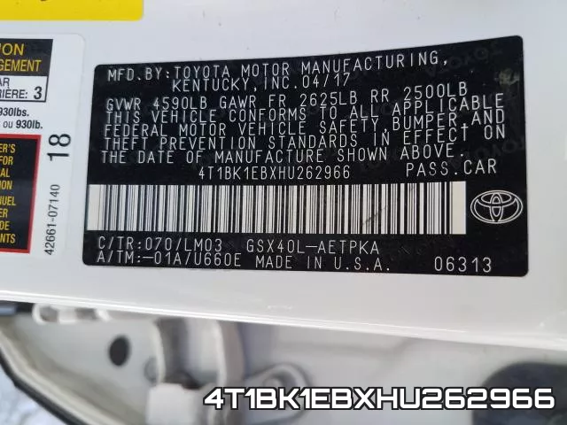 4T1BK1EBXHU262966 фото 2