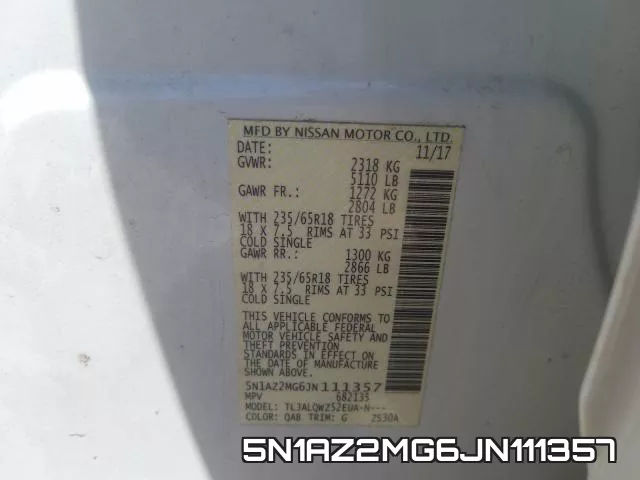 5N1AZ2MG6JN111357 фото 2