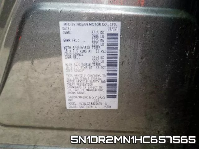 5N1DR2MN1HC657565 фото 2
