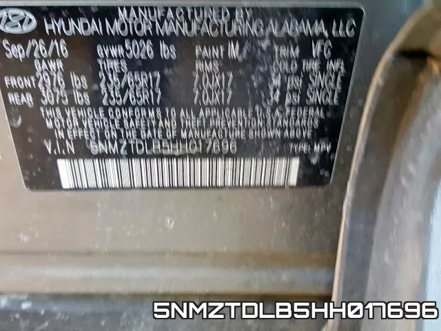 5NMZTDLB5HH017696 фото 2