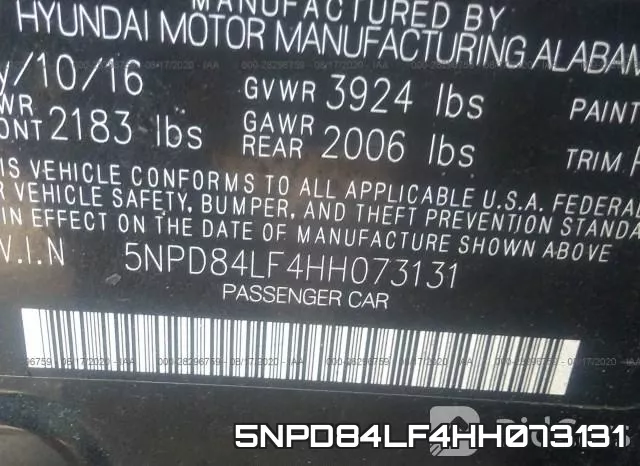 5NPD84LF4HH073131 фото 10