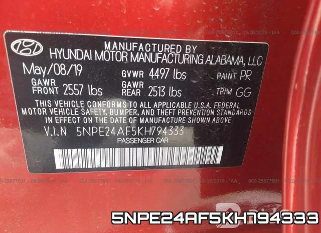 5NPE24AF5KH794333 фото 10
