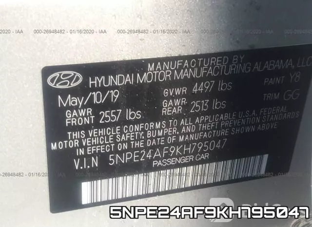 5NPE24AF9KH795047 фото 10