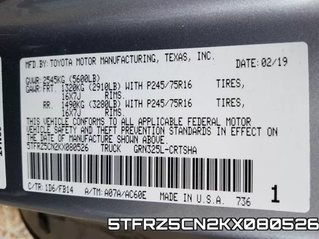 5TFRZ5CN2KX080526 фото 2