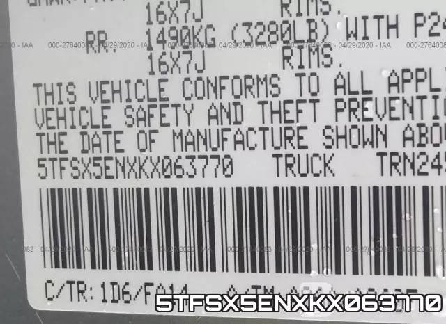 5TFSX5ENXKX063770 фото 10