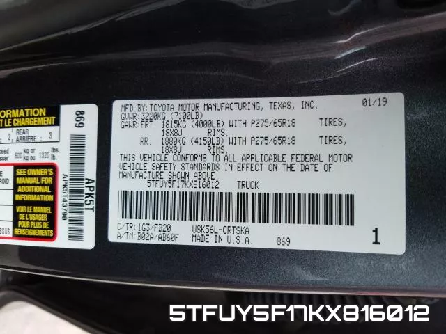 5TFUY5F17KX816012 фото 2