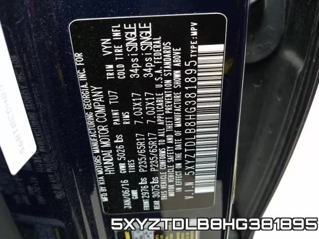 5XYZTDLB8HG381895 фото 2