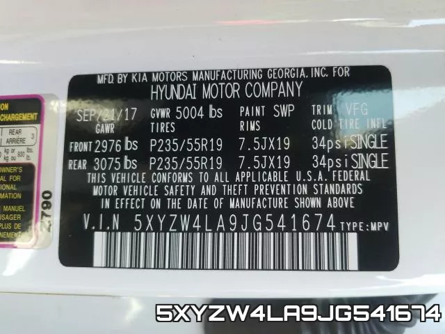 5XYZW4LA9JG541674 фото 2